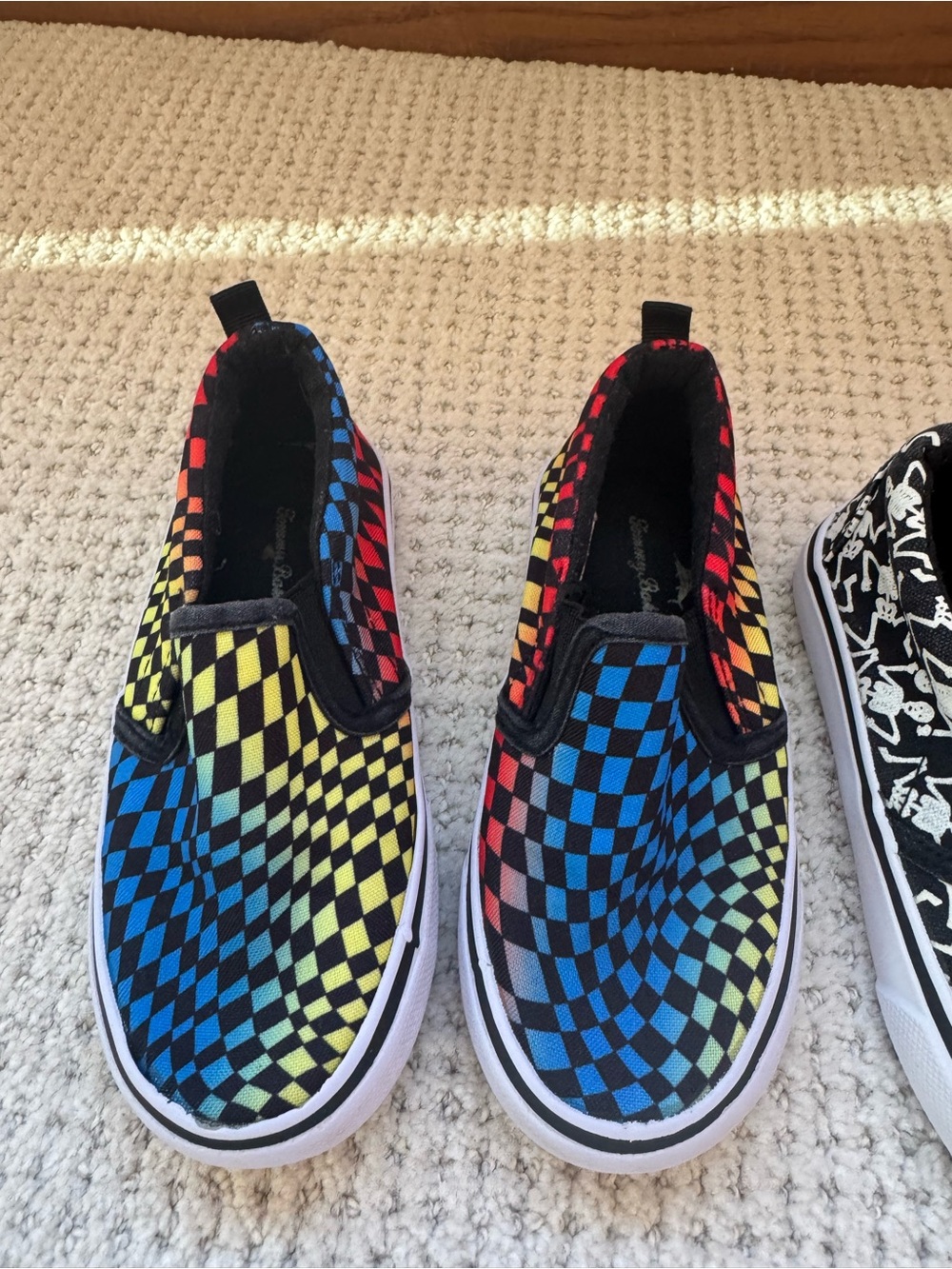 Kids Slip-On Checkerboard Shoes in Multi-Color and Navy - Picture 2 of 7